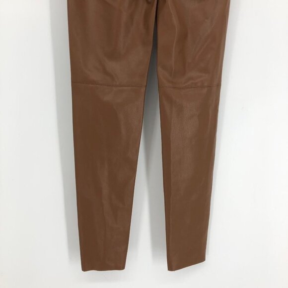 BNWT  Zara Brown Faux Leather High Rise Leggings w Raw Hem size XS - Picture 13 of 15